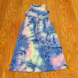 Égs by Éloges blue, yellow and pink tie-dye sleeveless maxi dress, women's large
